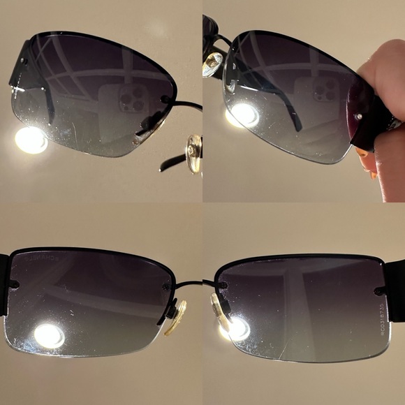 Chanel 4117 Rimless Crystal Rhinestone CC Y2K Sunglasses Black Silver Hue - Picture 13 of 16